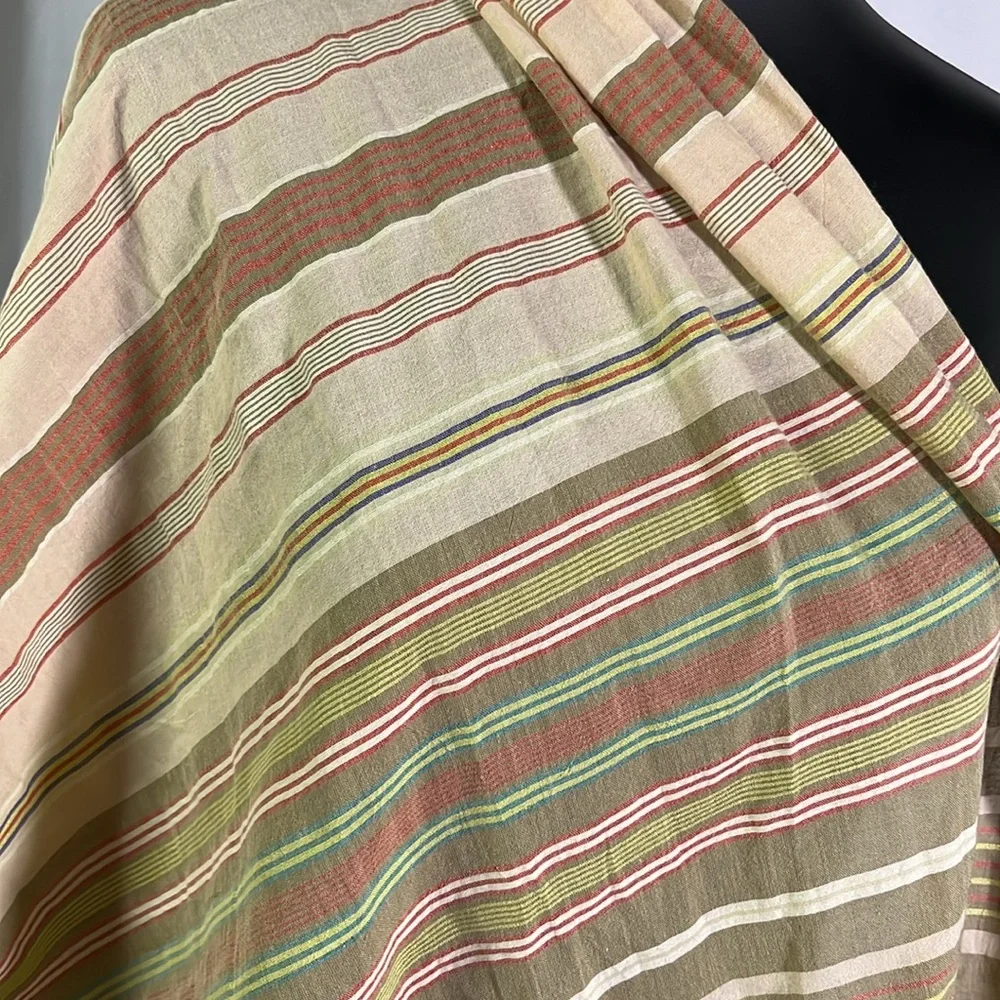 Gap Multicolor Striped Cotton Blend Lightweight Fringe Scarf